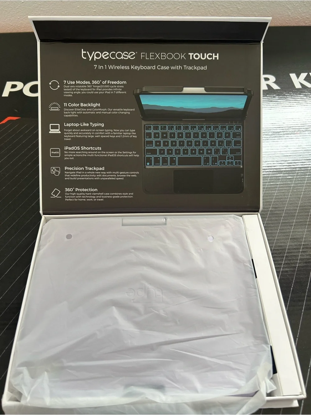 7-in-1 Wireless Keyboard Case with Trackpad - Black